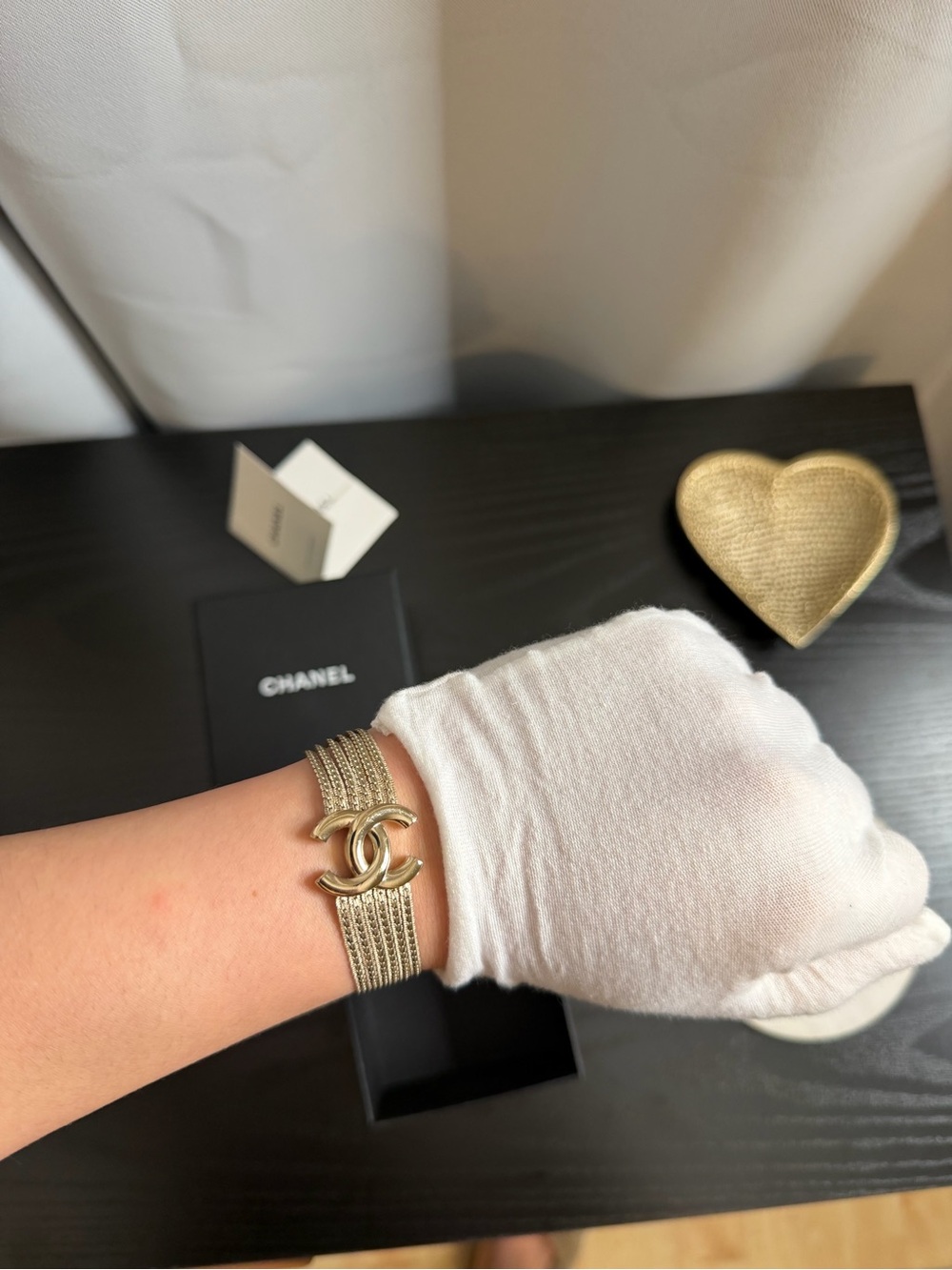 CHANEL Gold-Tone Interlocking CC Multi-Row Bracelet